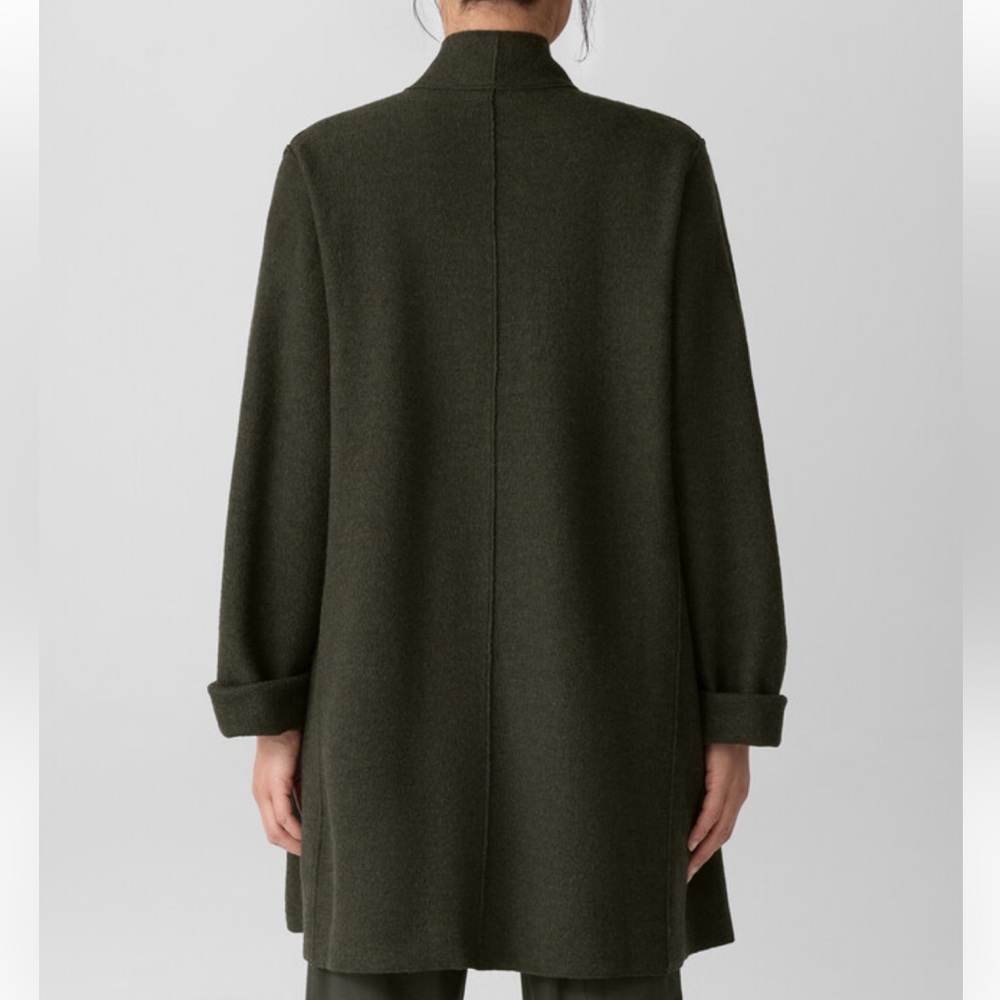 EILEEN FISHER Lightweight Boiled Wool High Collar Open Front Jacket Woodland 3X - Picture 11 of 15